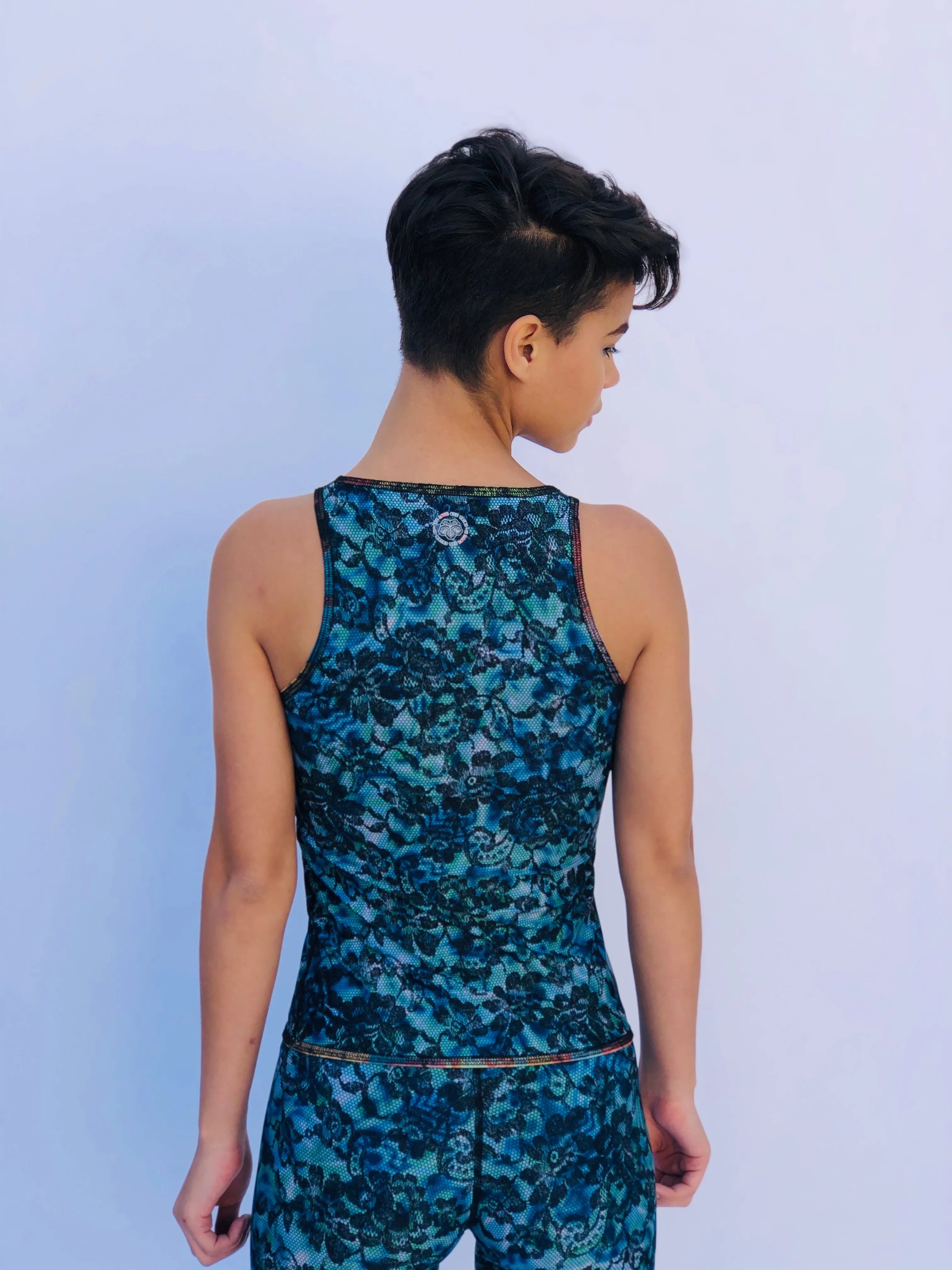 SLEEVELESS TOP/RASH GUARD BLUE LACE/1950’s HAWAII