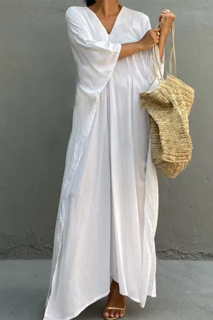 Solid Color Beach Blouse (Fit 99 To 154lbs)