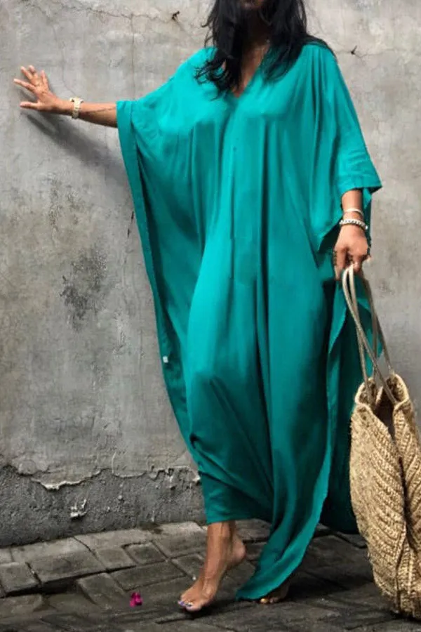 Solid Color Beach Blouse (Fit 99 To 154lbs)