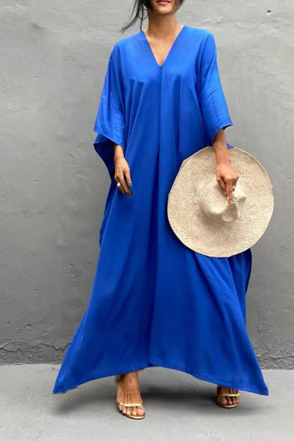 Solid Color Beach Blouse (Fit 99 To 154lbs)