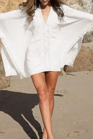 Solid Color Beach Lace Blouse (Fit 99 To 154lbs)