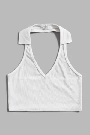 Solid Halter White Top