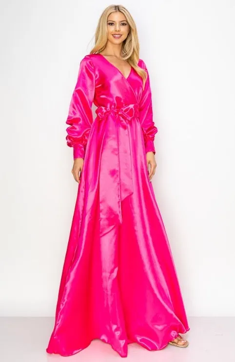 Solid Puff Sleeve Maxi Dress