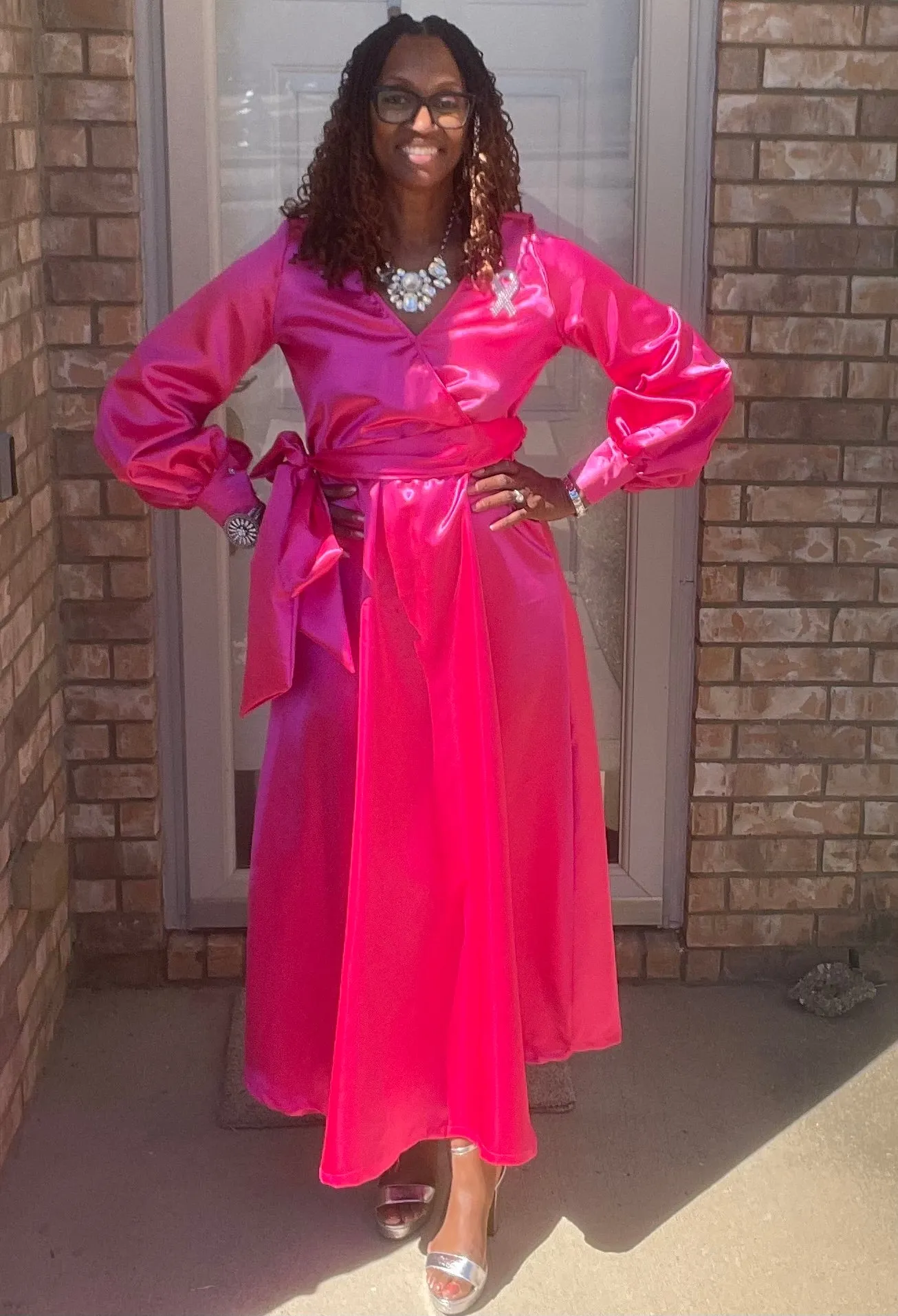 Solid Puff Sleeve Maxi Dress