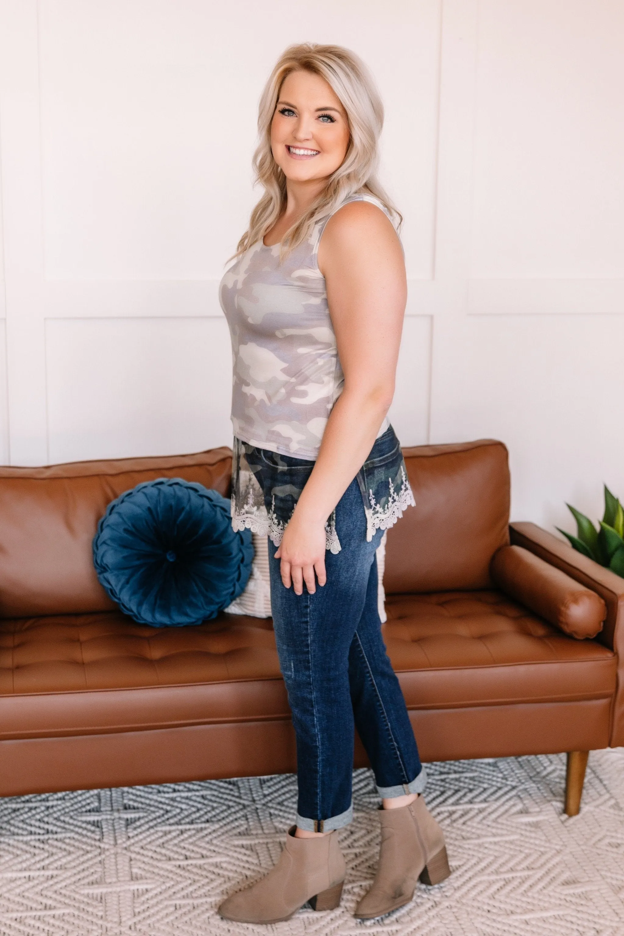 Spread Your Wings Sleeveless Top In Camo