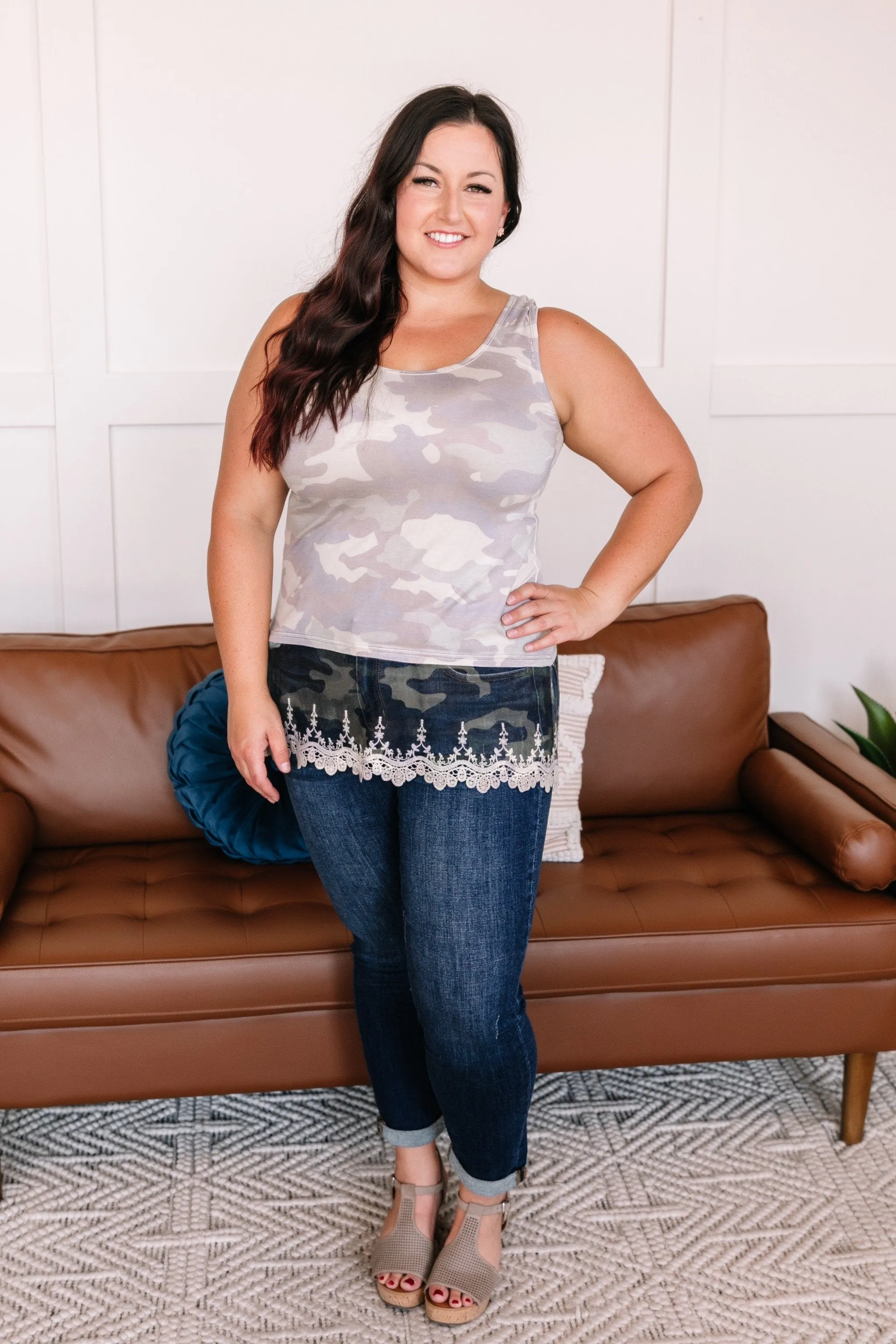 Spread Your Wings Sleeveless Top In Camo