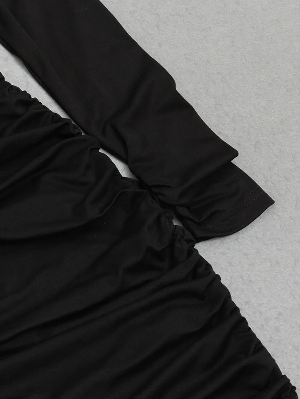 Square Collar Long Sleeve Splicing Maxi Bodycon Dress HB100171