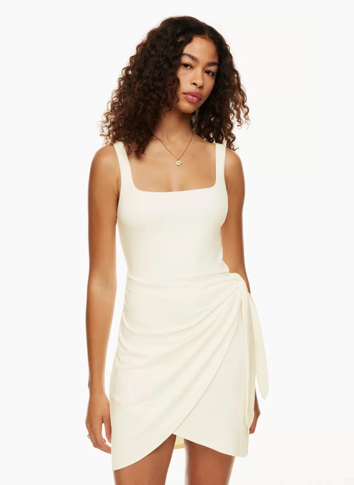 Squareneck Wrap Mini Dress