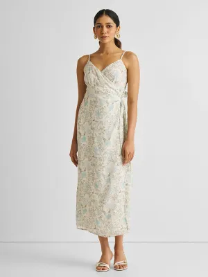 Strappy Blue Floral Wrap Dress