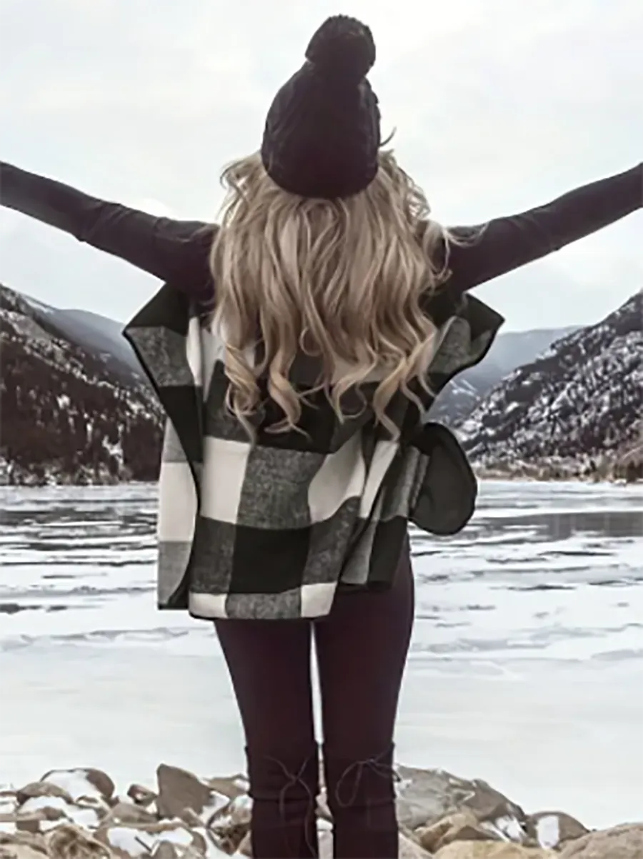 Stunncal Sleeveless Plaid Cardigan Vest