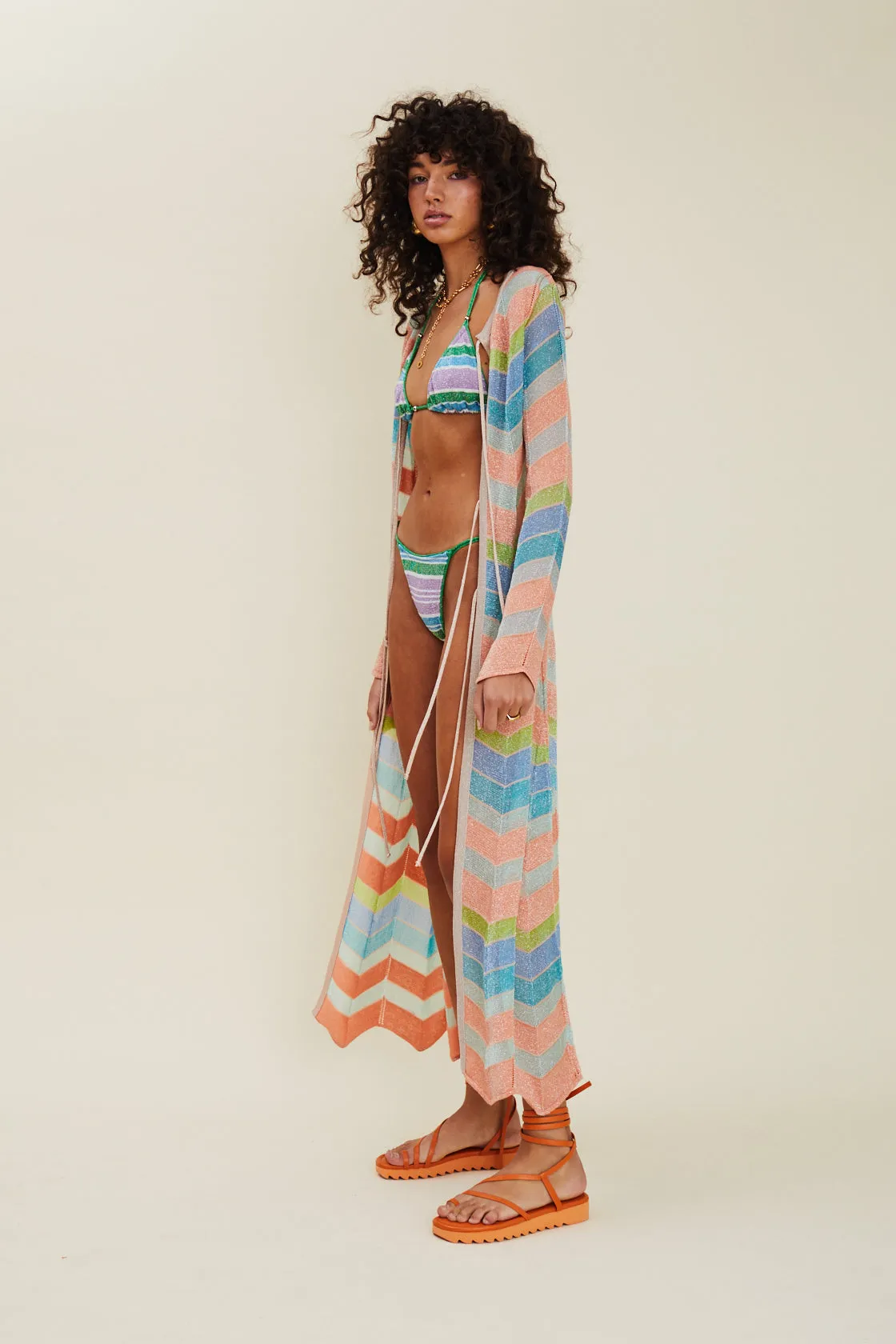 SUBOO | Solar Tie Front Maxi Cardigan | Multicolor