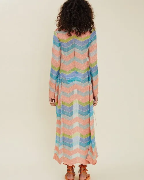 SUBOO | Solar Tie Front Maxi Cardigan | Multicolor