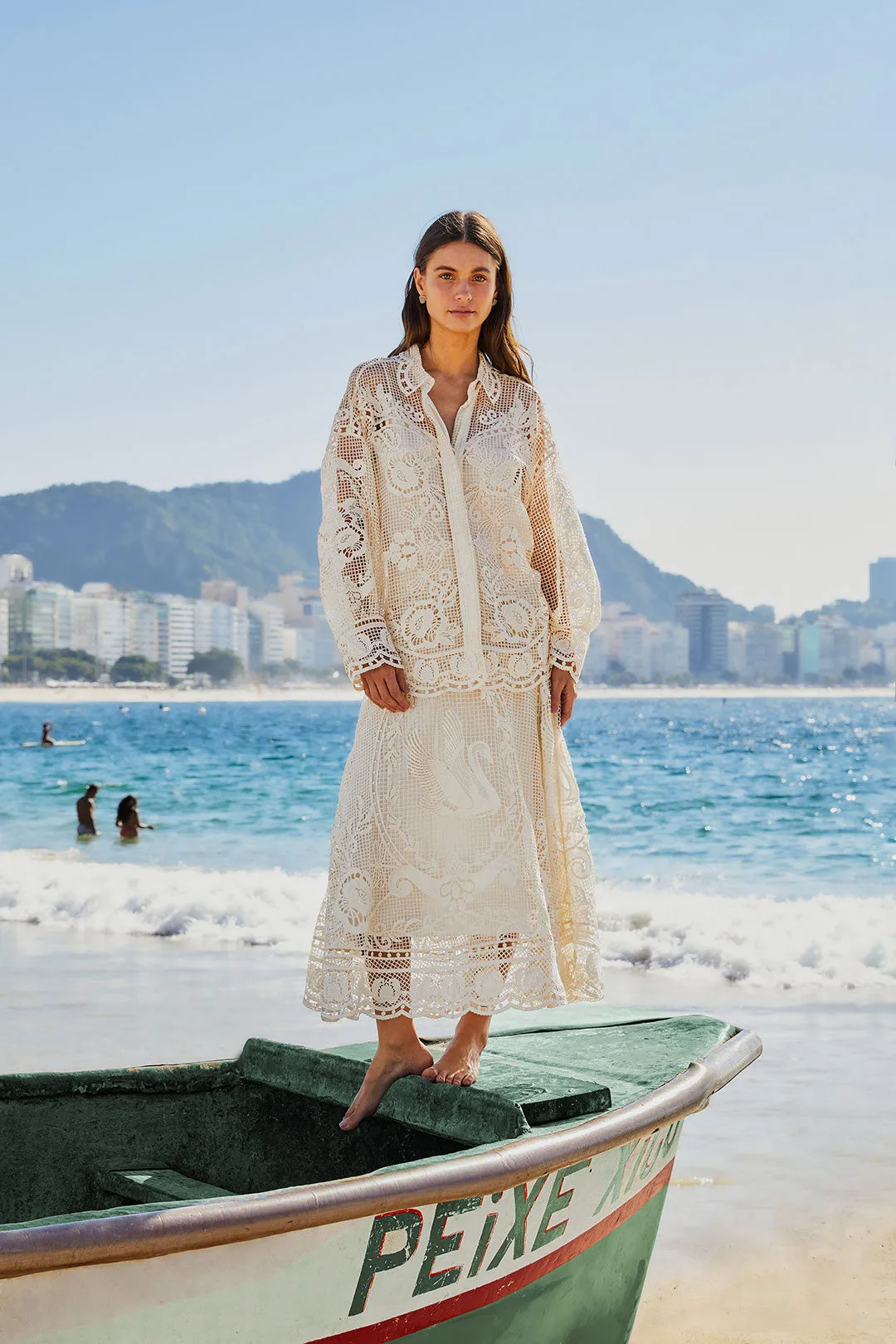 Swan Lake Guipure Shirt in Off-White