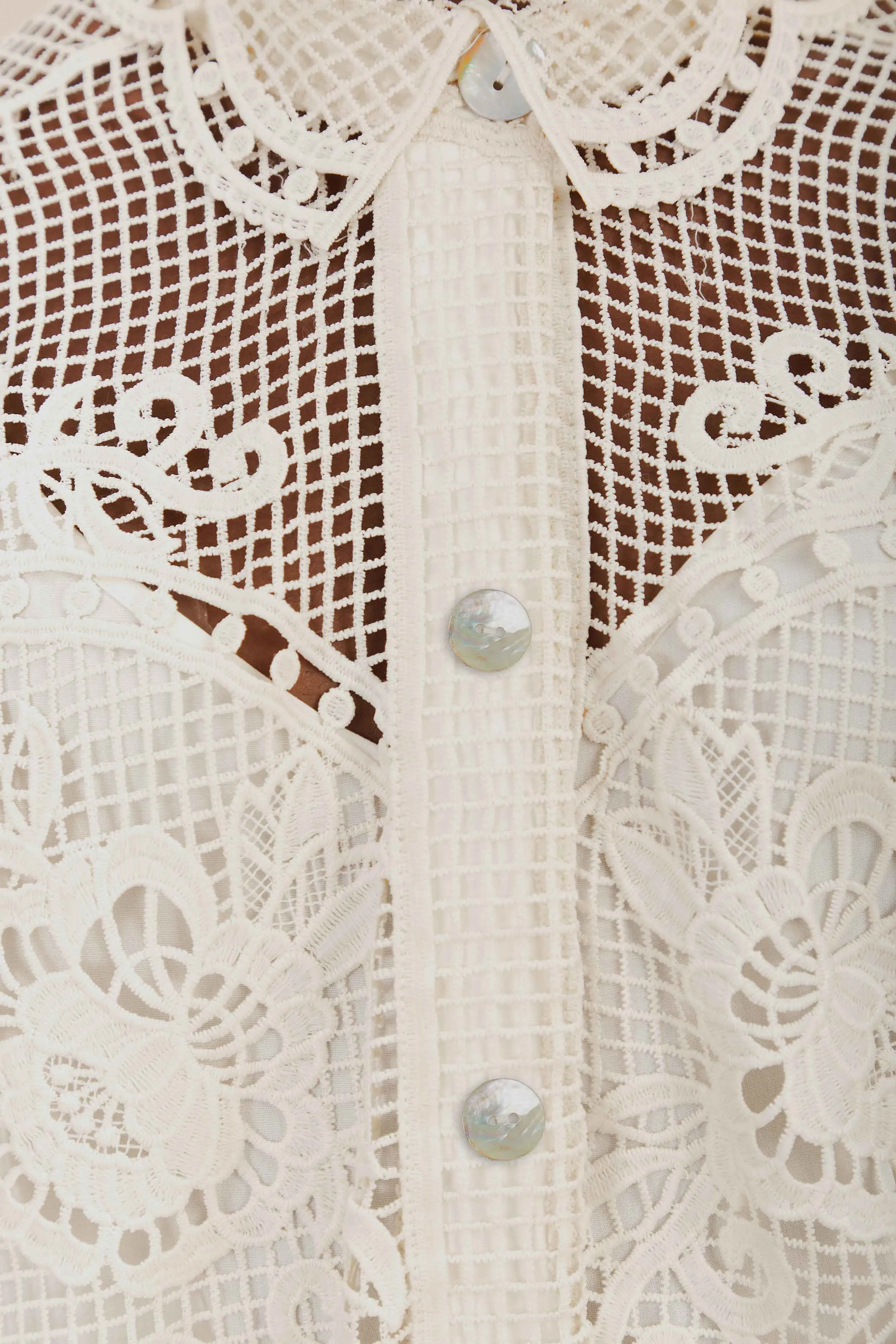 Swan Lake Guipure Shirt in Off-White