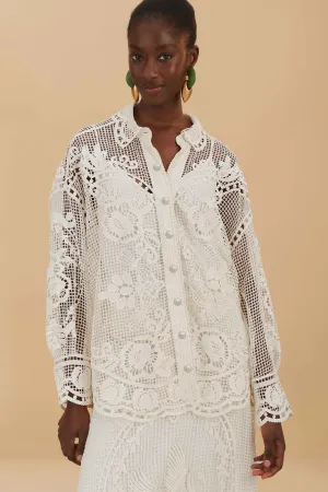 Swan Lake Guipure Shirt in Off-White
