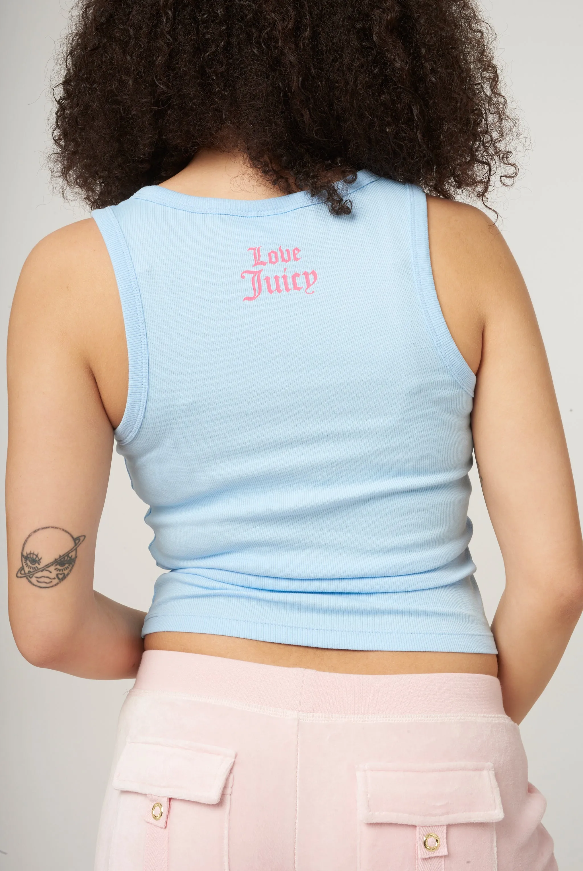 THE ICONS |  POWDER BLUE 'JUICY ANGEL' RIBBED VEST