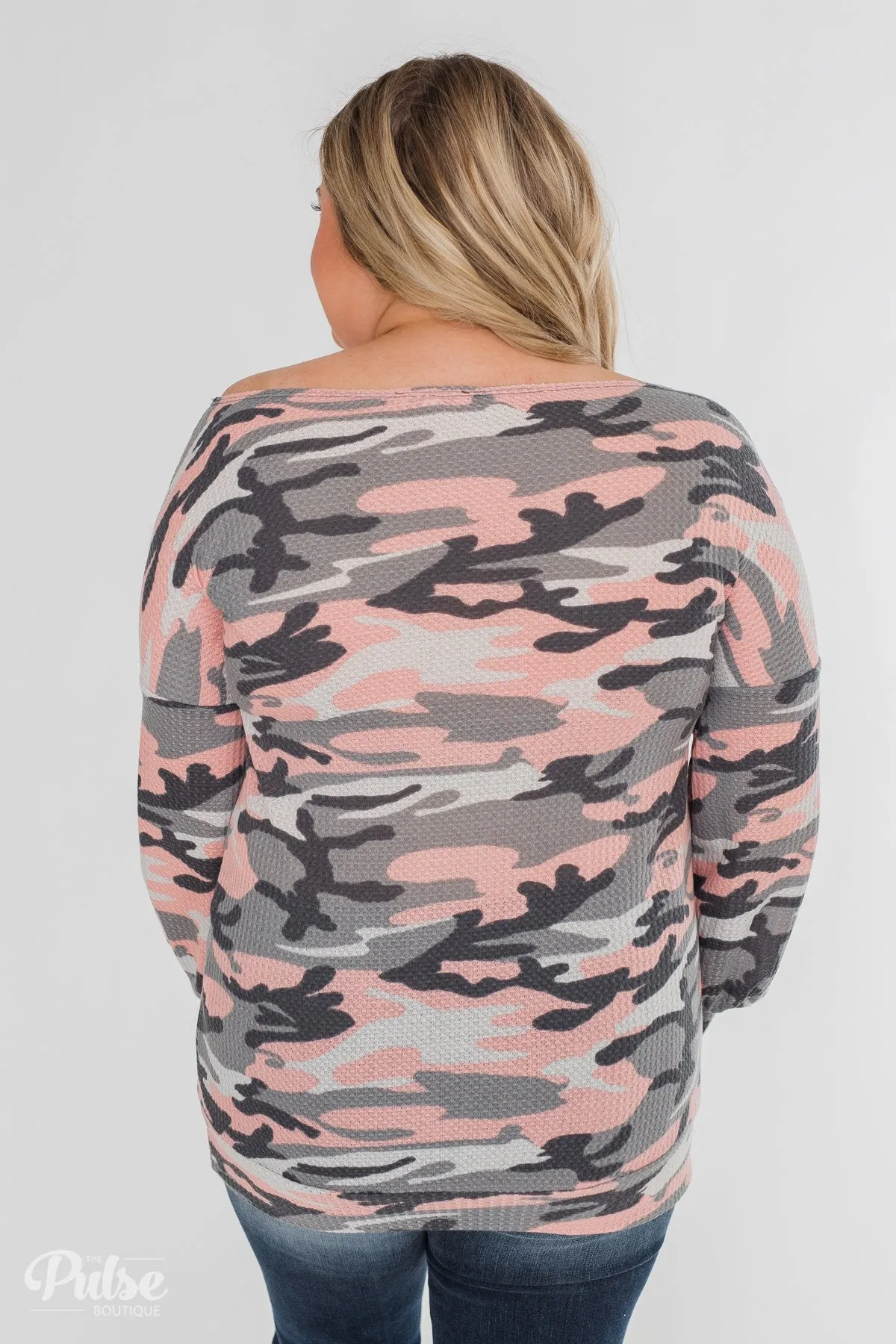 Thermal Camo One Shoulder Top- Pink