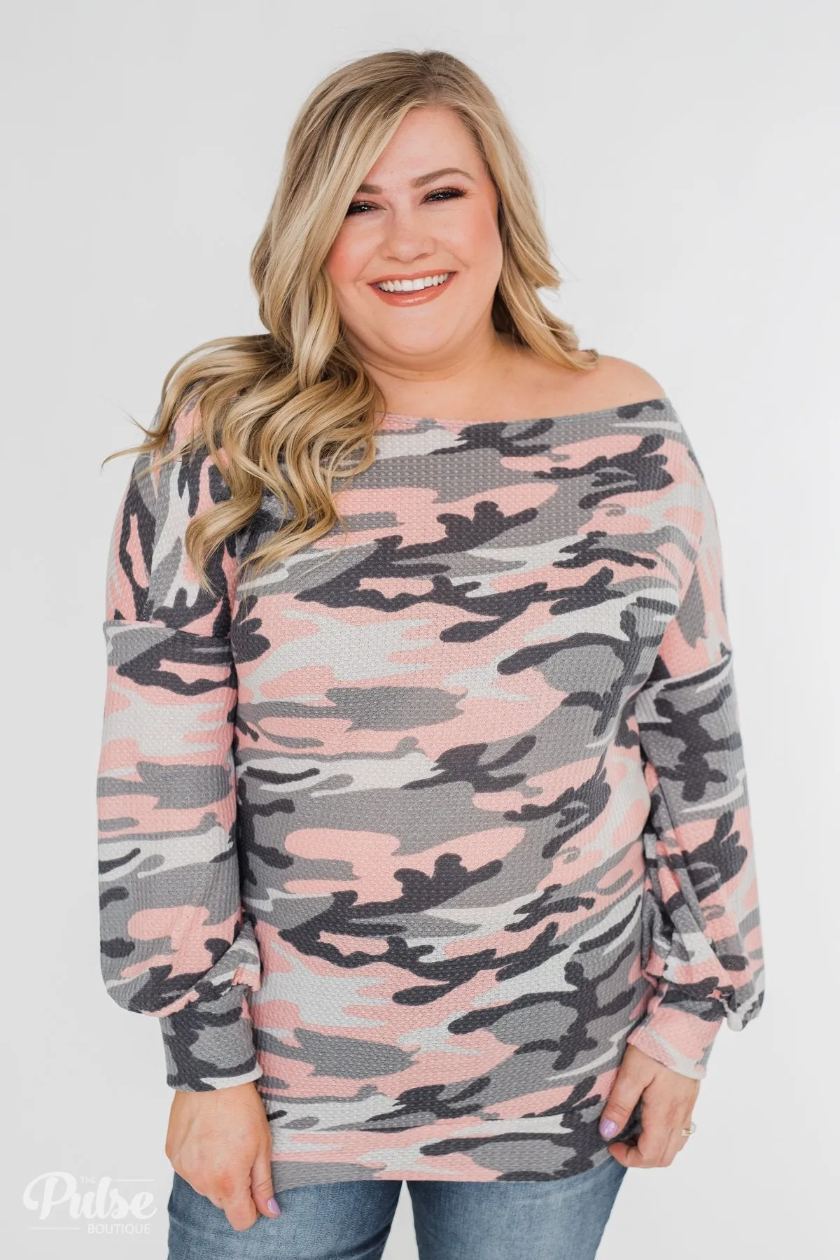 Thermal Camo One Shoulder Top- Pink