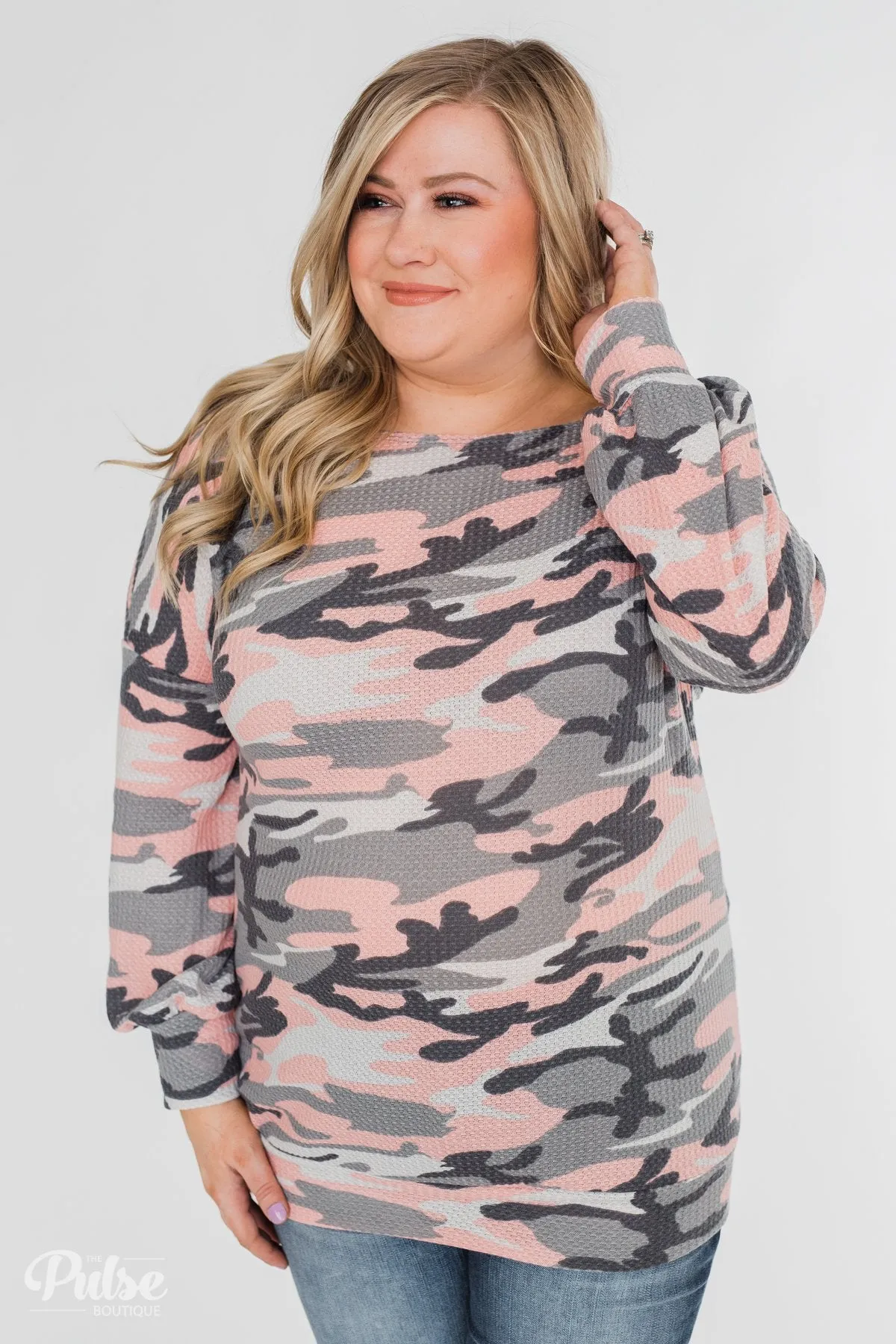 Thermal Camo One Shoulder Top- Pink
