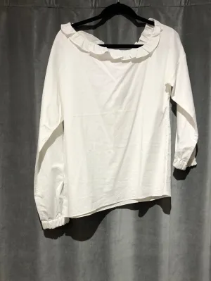 Tibi White Long sleeve off the shoulder ruffle shirt