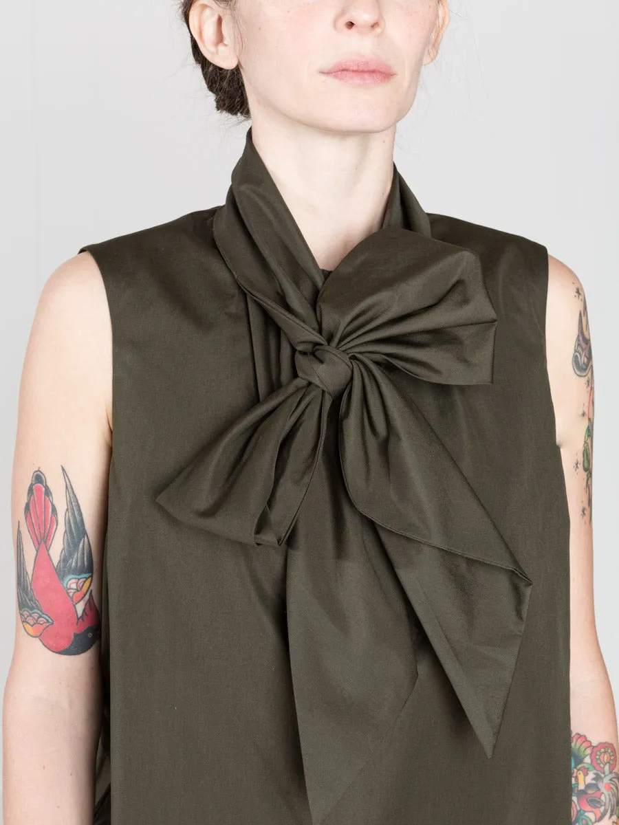 tie neck blouse - dark green