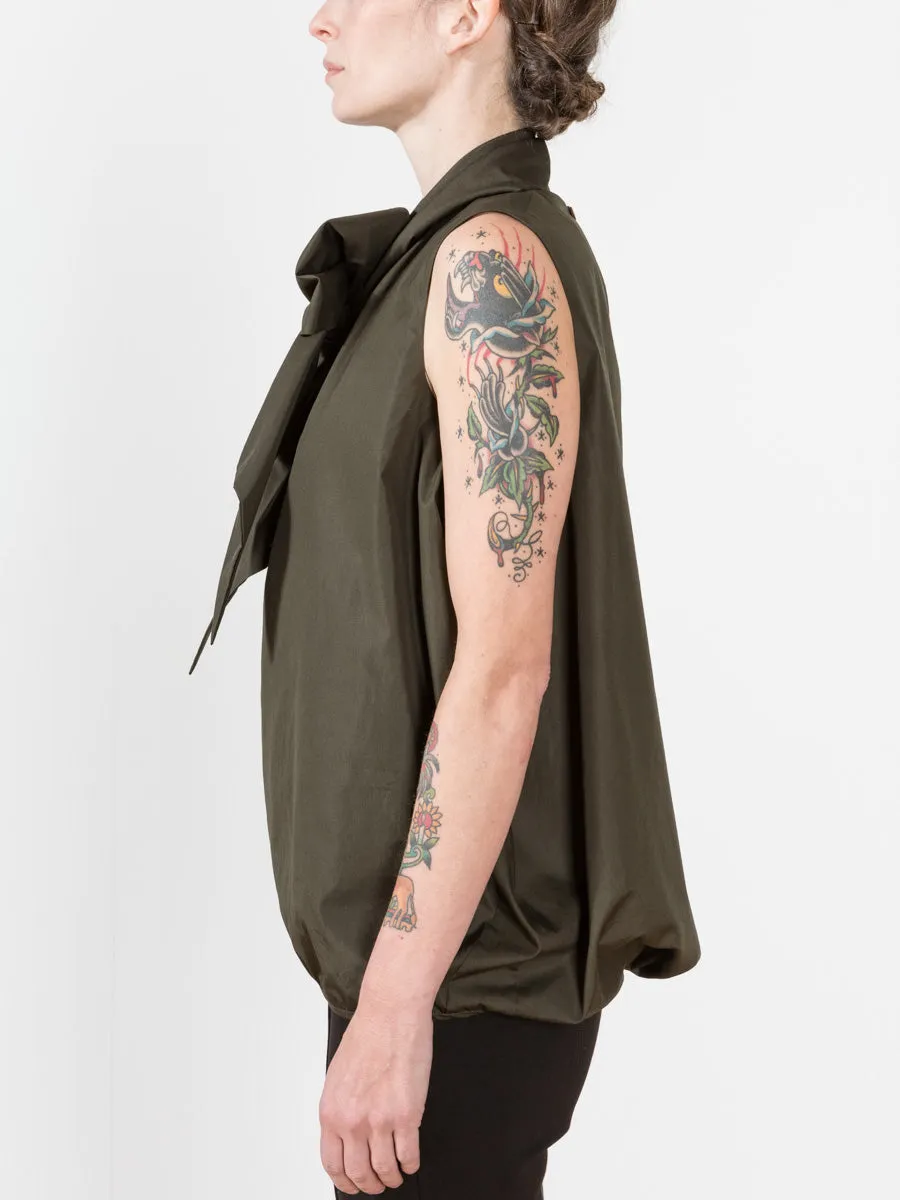 tie neck blouse - dark green