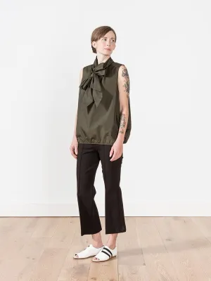 tie neck blouse - dark green