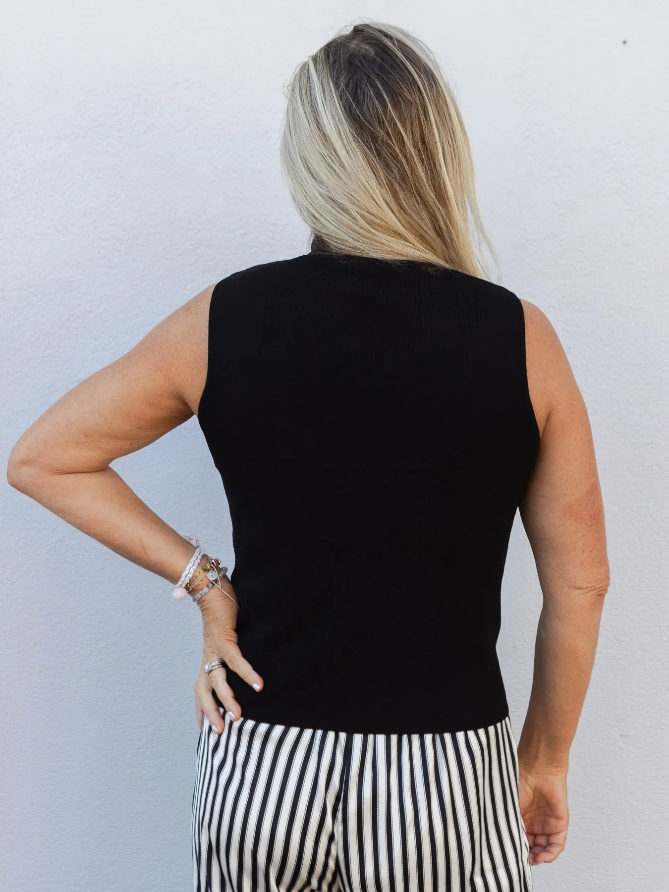 Timeless Treasure Mock Neck Sleeveless Sweater Top