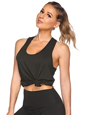 Tremaker Yoga Tops for Women Activewear Workout Tank Tops Athletic Women’s Sleeveless Tops Open Back Running Sports Shirts (Black, XX-Large)