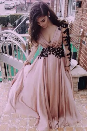 V-Neck Long Sleeve Lace Prom Dress/Evening Dress