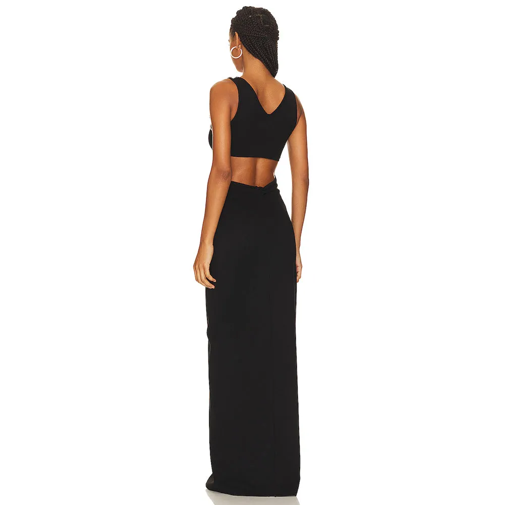 V Neck Sleeveless Cut Out Maxi Dress KLYKY002