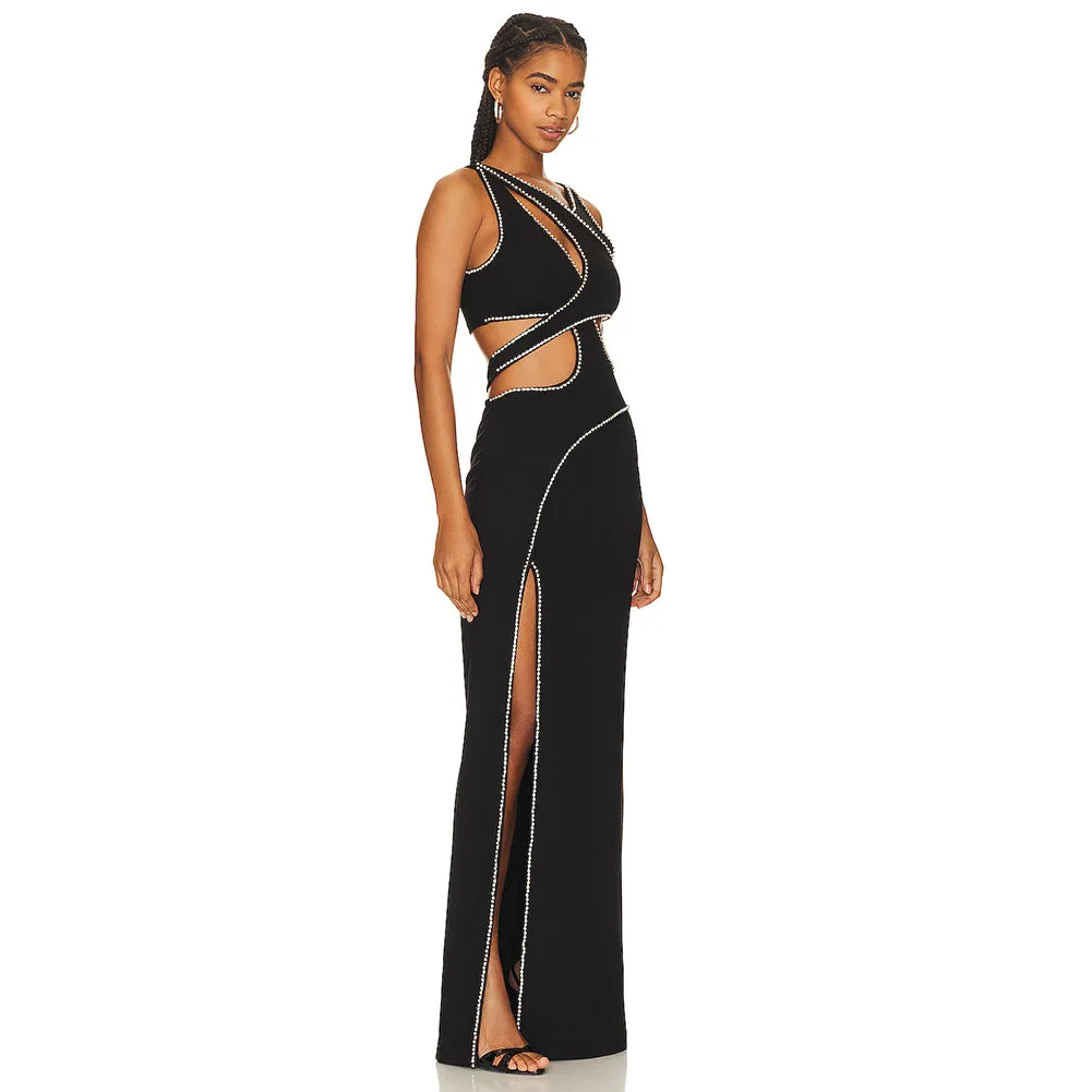 V Neck Sleeveless Cut Out Maxi Dress KLYKY002