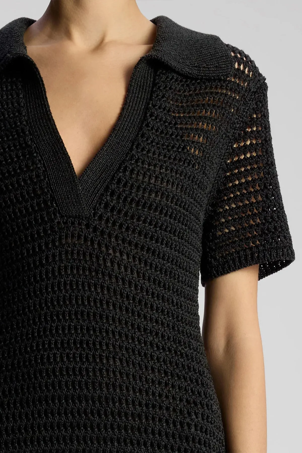 Valerie Crochet Fringe Maxi Dress in Black