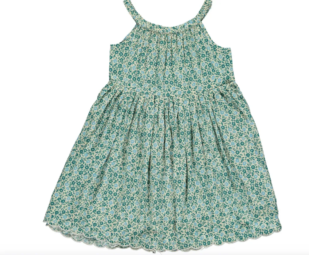 Vignette Stella Dress Teal Ditsy Floral