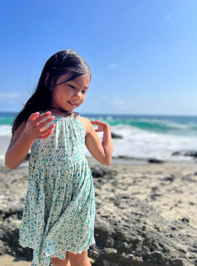 Vignette Stella Dress Teal Ditsy Floral