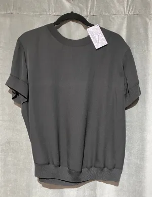 Vince Silk Crew Neck Short Sleeve Blouse with Elastic trim