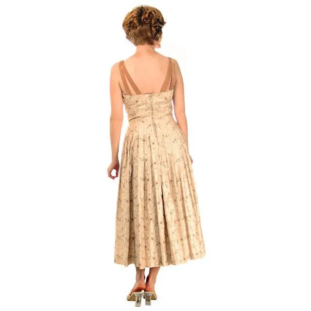 Vintage Sundress Embroidered Cotton Carlye 1950s Full Skirt Small