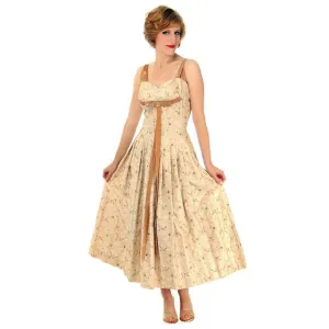 Vintage Sundress Embroidered Cotton Carlye 1950s Full Skirt Small