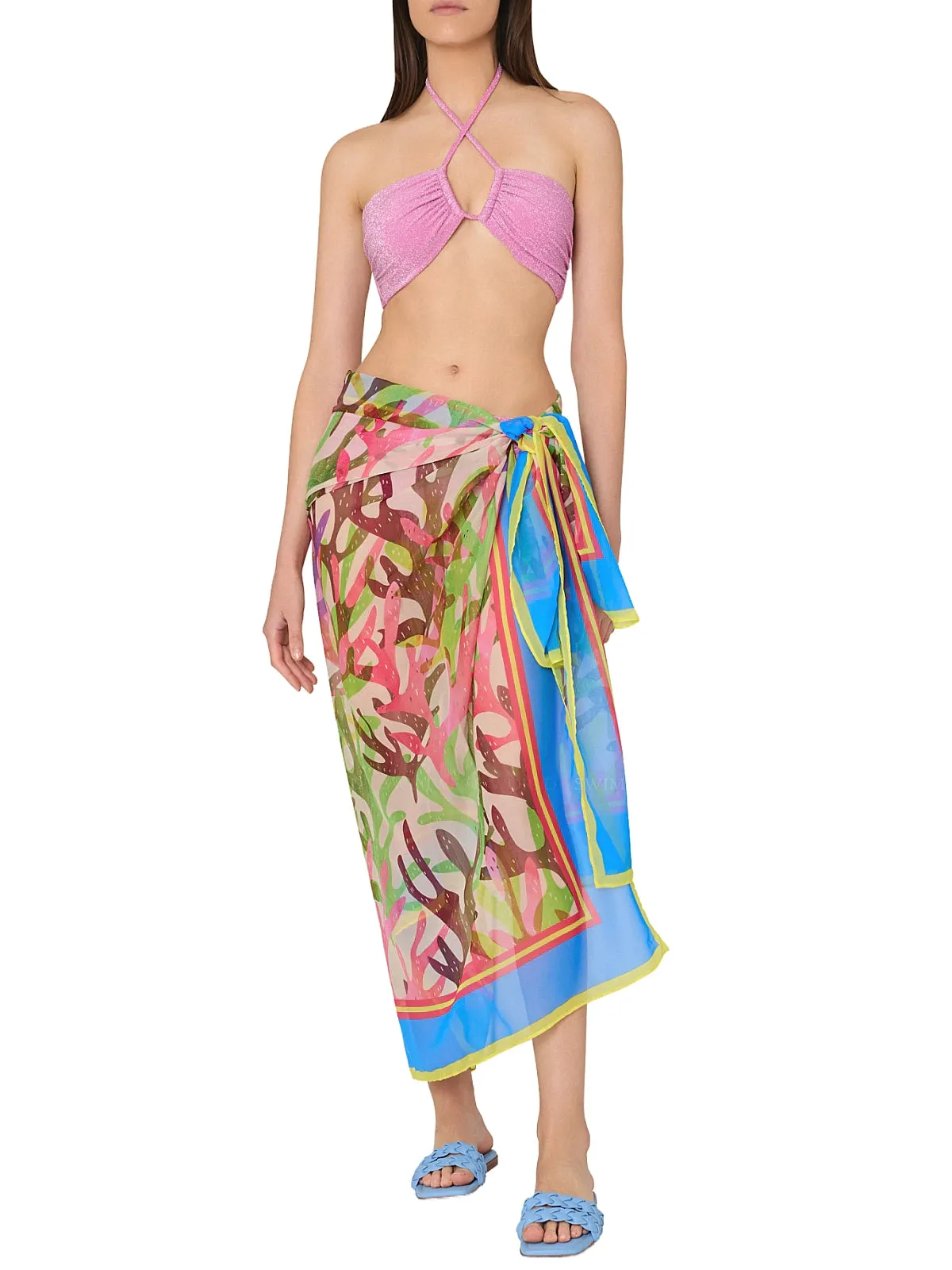 Watercolor Caribbean Coral Chiffon Sarong ::RET