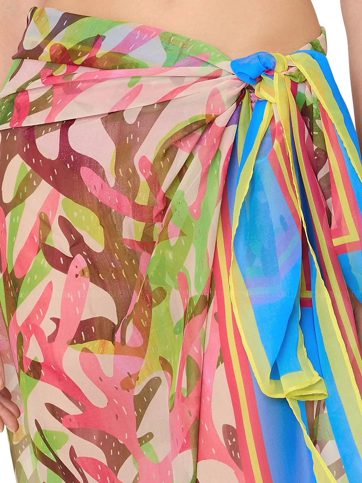 Watercolor Caribbean Coral Chiffon Sarong ::RET