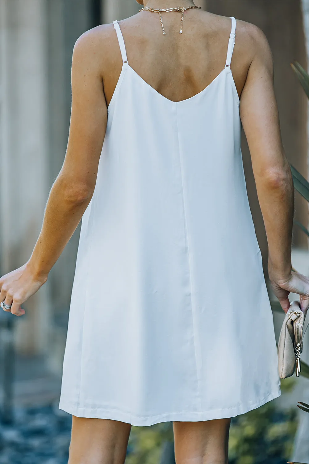 White Buttoned Slip Dress