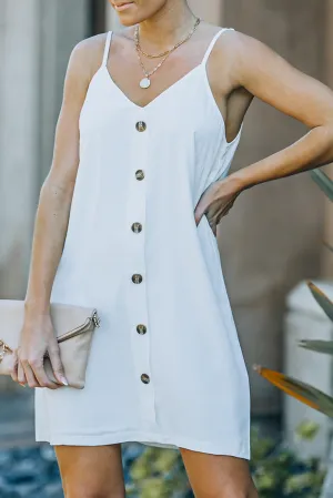 White Buttoned Slip Dress