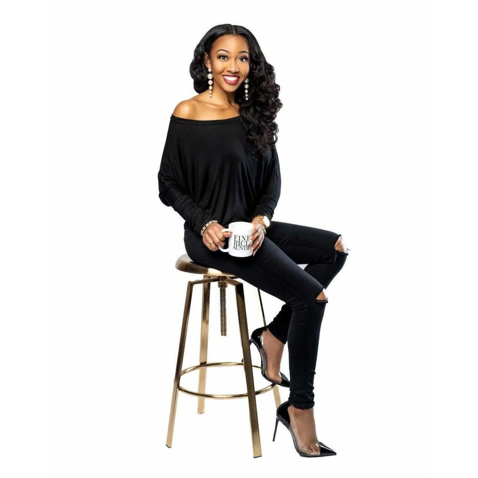 White Off The Shoulder Dolman Sleeve Top