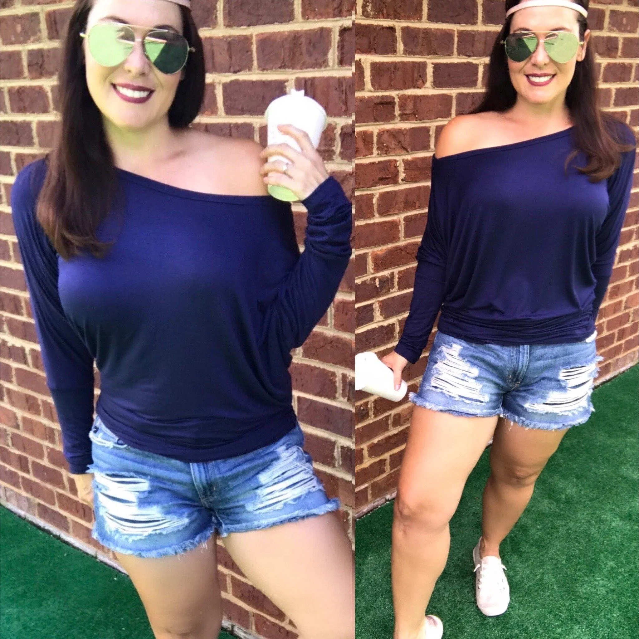 White Off The Shoulder Dolman Sleeve Top