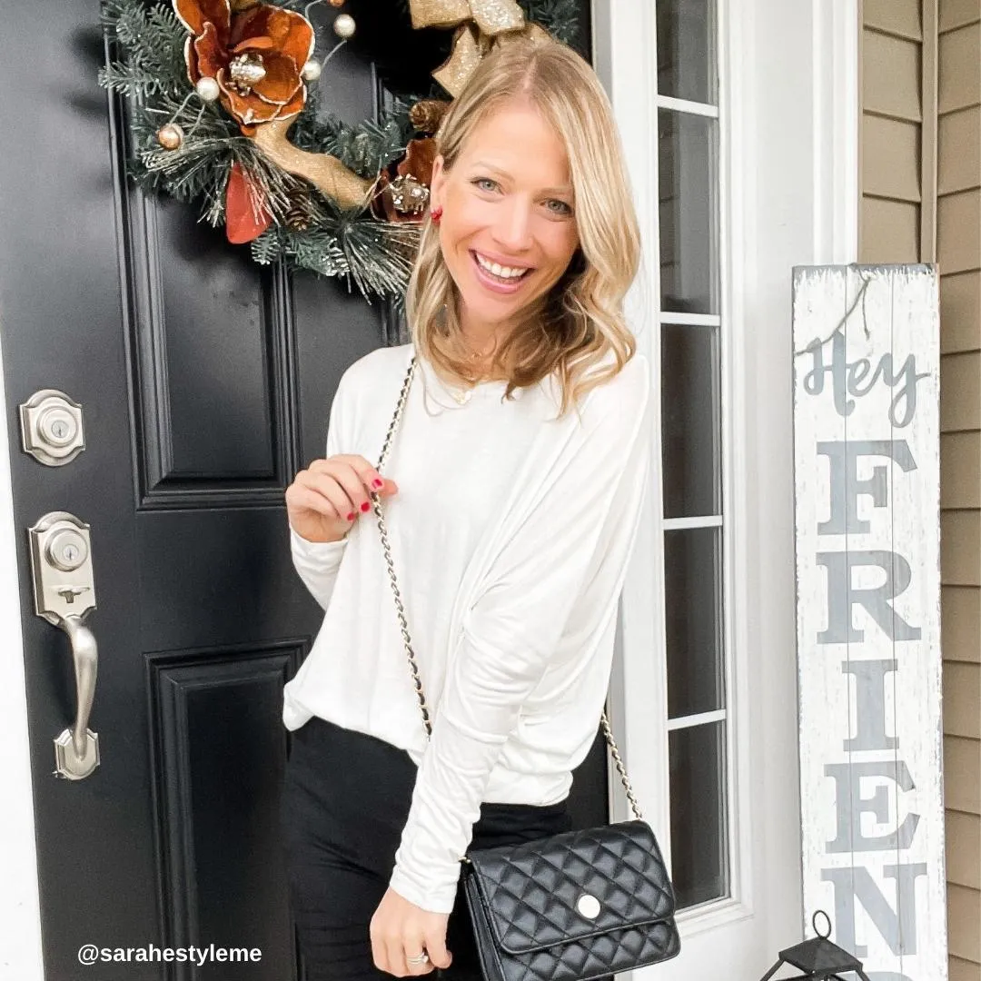 White Off The Shoulder Dolman Sleeve Top