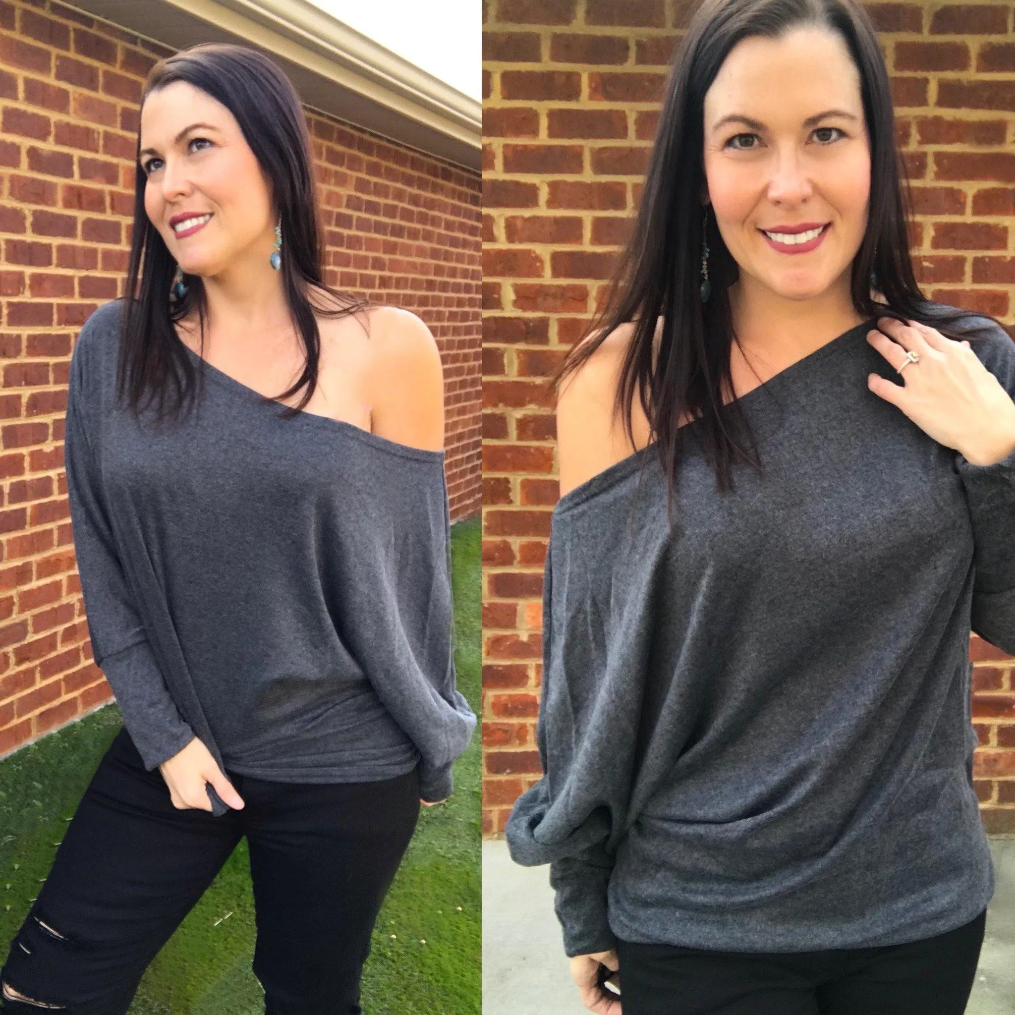White Off The Shoulder Dolman Sleeve Top