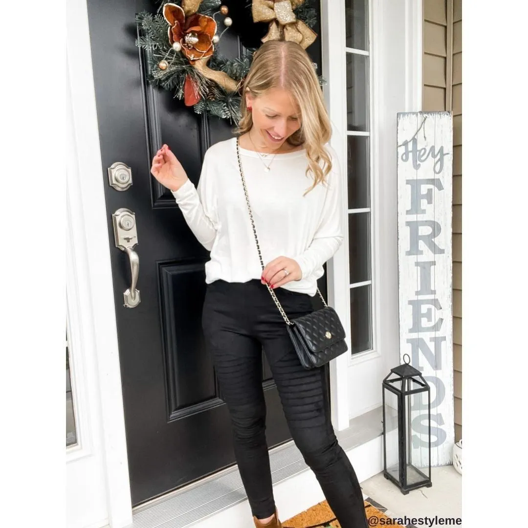 White Off The Shoulder Dolman Sleeve Top