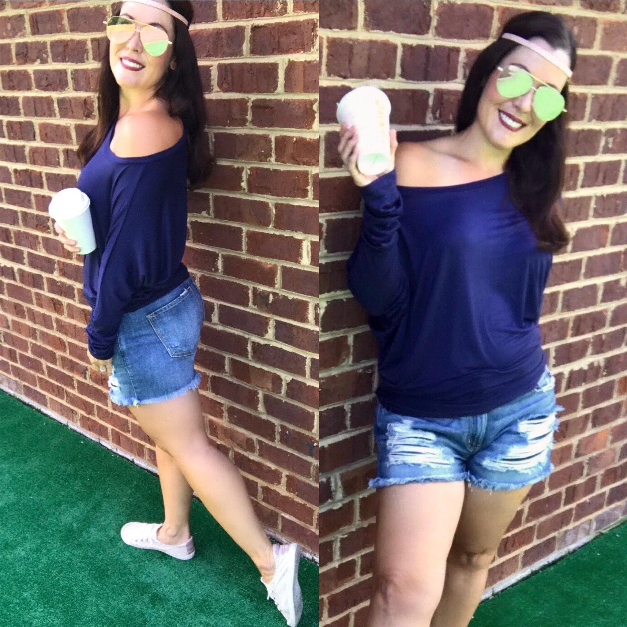 White Off The Shoulder Dolman Sleeve Top