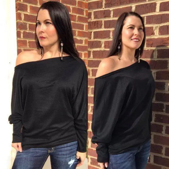White Off The Shoulder Dolman Sleeve Top