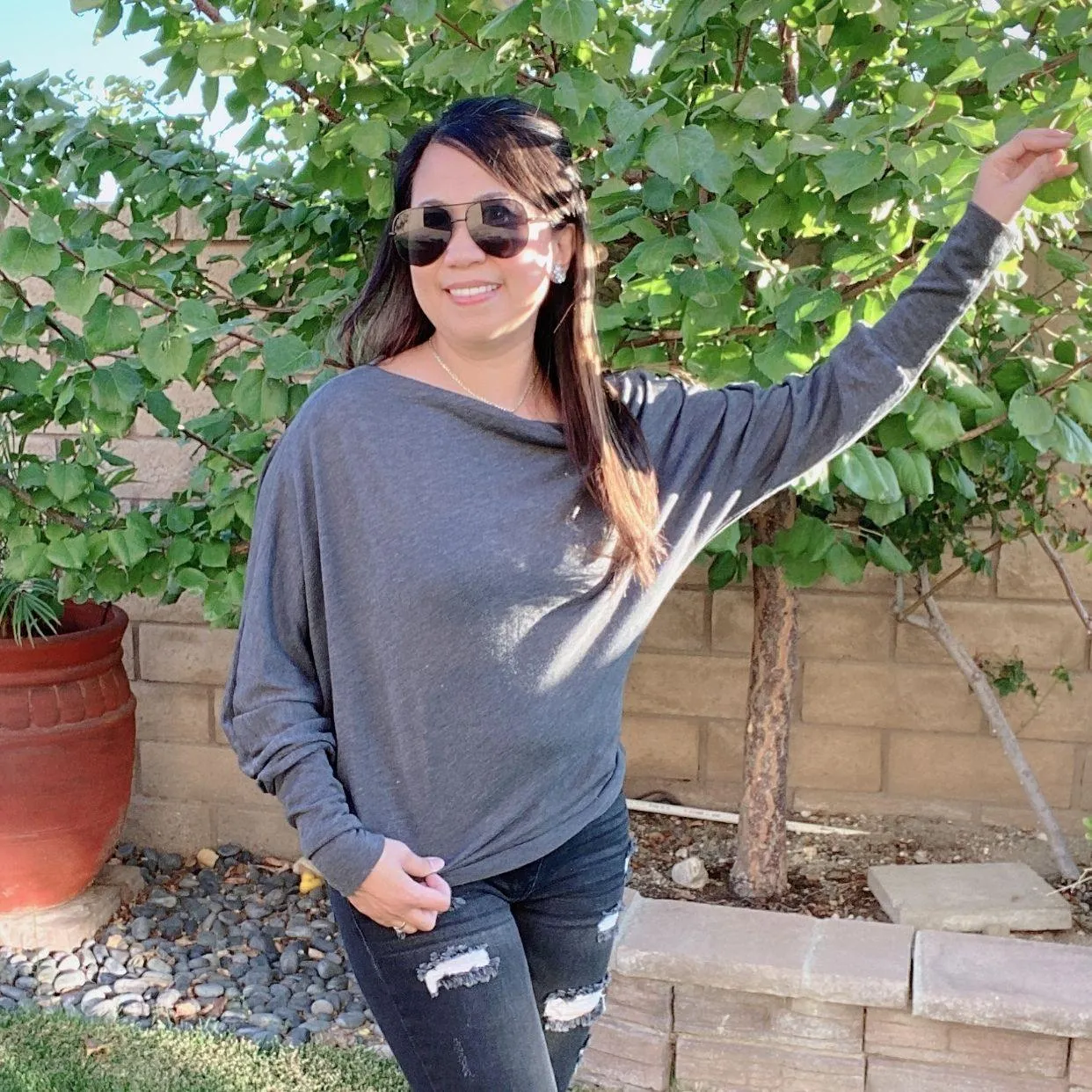 White Off The Shoulder Dolman Sleeve Top